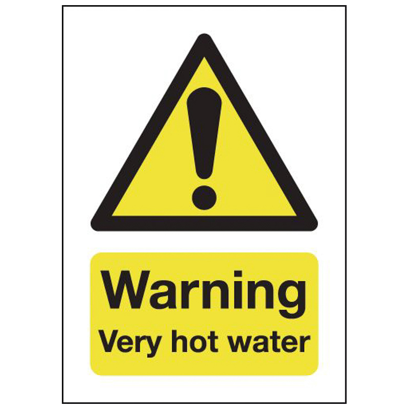 70x50mm Warning Very Hot Water - Magnetic